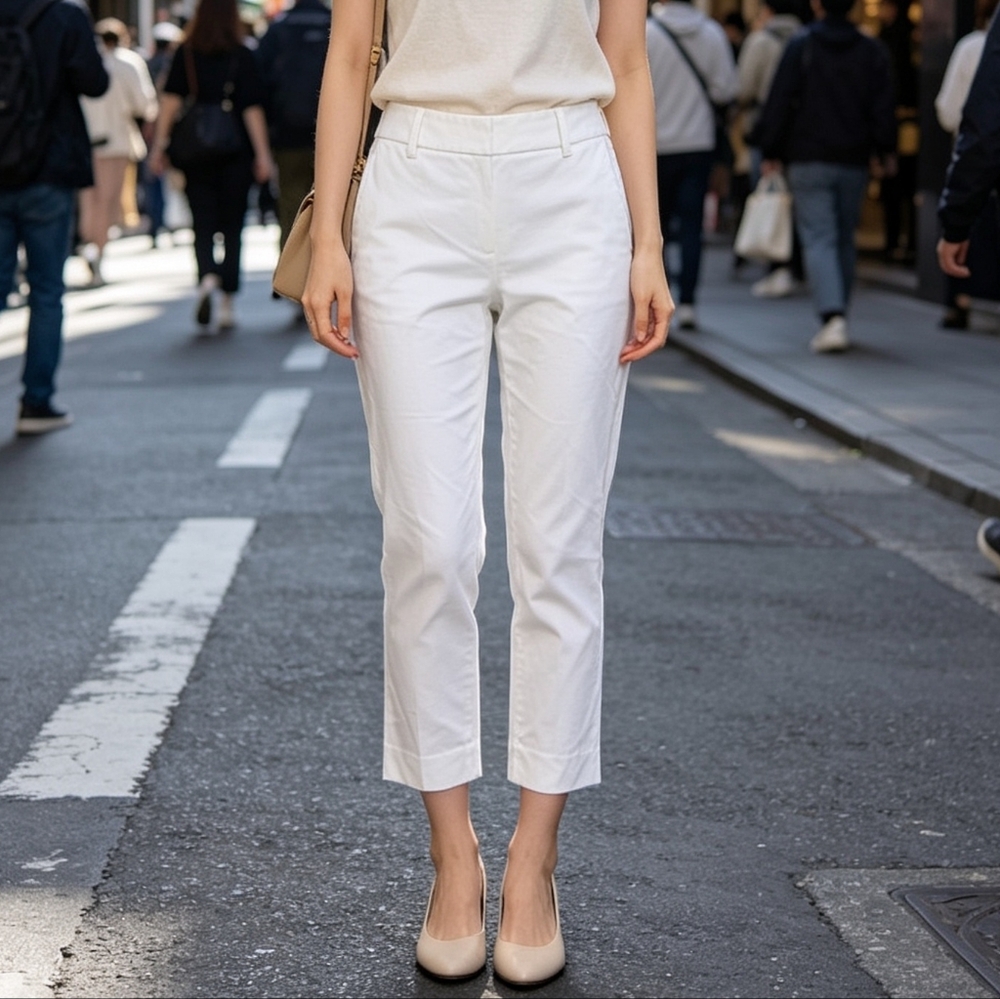 Babaton White Bi-Stretch Pants Size 4 Slim Fit Cropped Ankle Career Minimalist